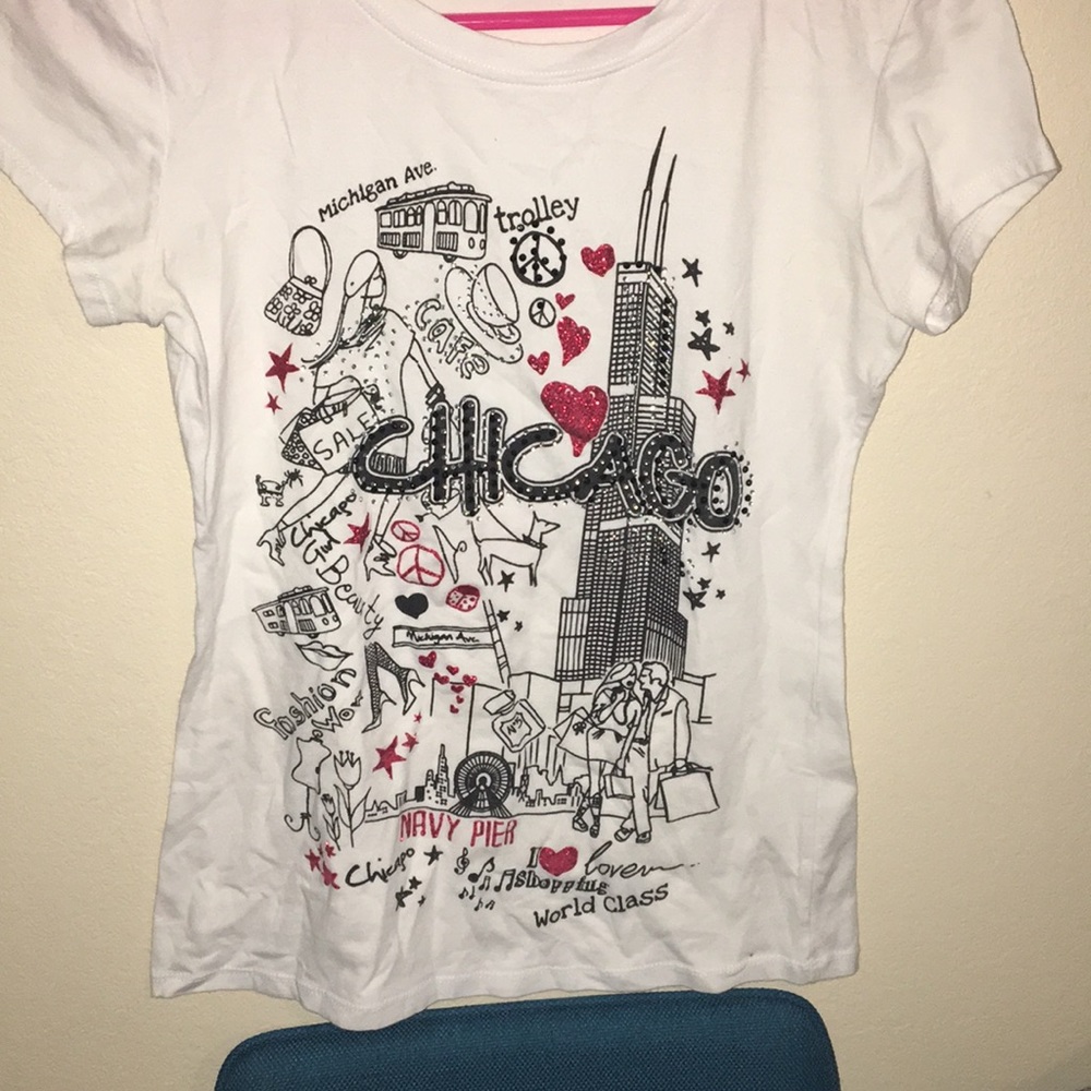 kids “chicago” sparkly graphic t shirt